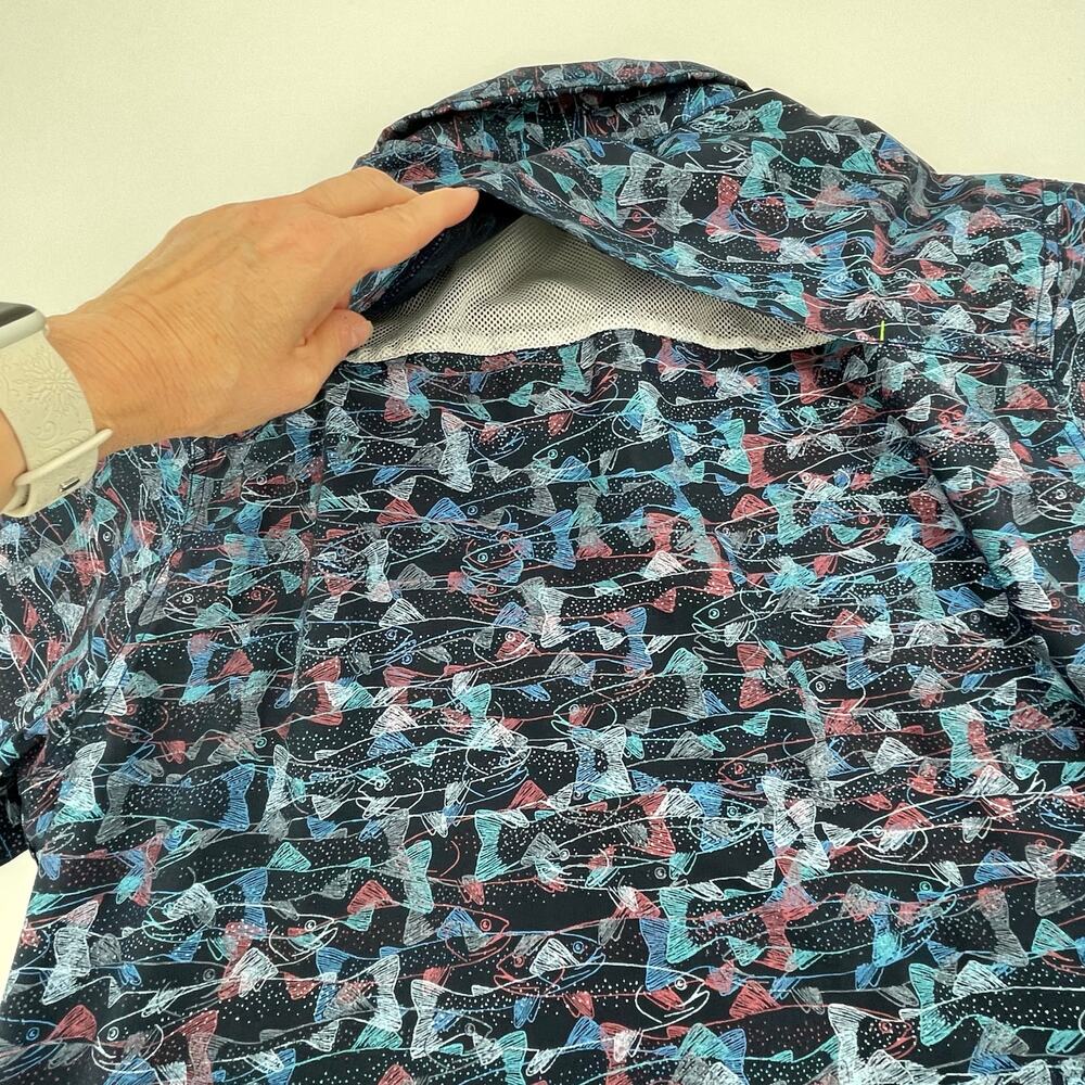 Exofficio Men’s Vented Button Down Shirt, Sz. L Fish Print, Gorpcore Hiking Fish - Picture 7 of 11